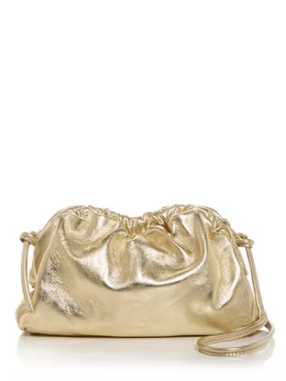 Mansur Gavriel Mini Cloud Clutch Shoulder Bag in Crinkled Metallic Gold Leather